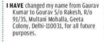 CHANGE OF NAME