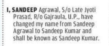 CHANGE OF NAME