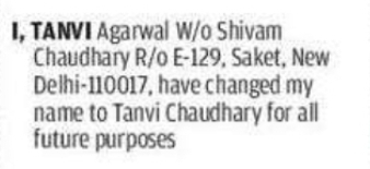 CHANGE OF NAME