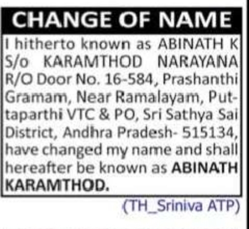 CHANGE OF NAME