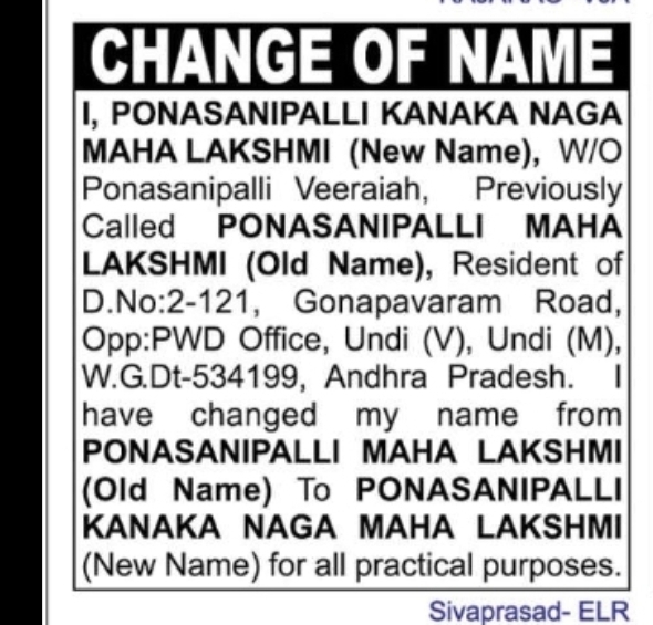 CHANGE OF NAME