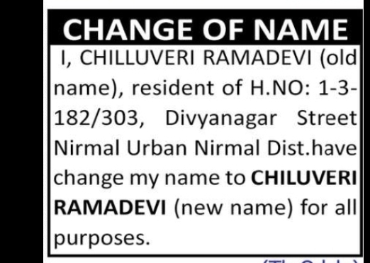 CHANGE OF NAME