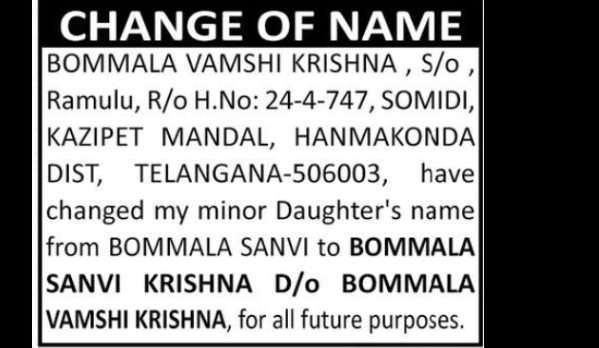 CHANGE OF NAME
