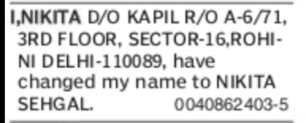 CHANGE OF NAME