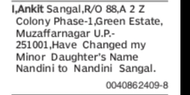 CHANGE OF NAME
