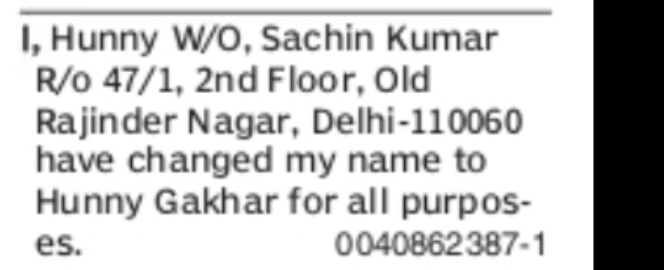 CHANGE OF NAME