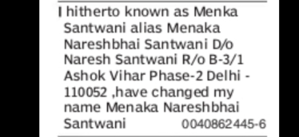 CHANGE OF NAME