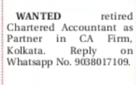 Chartered Accountant Partner Required