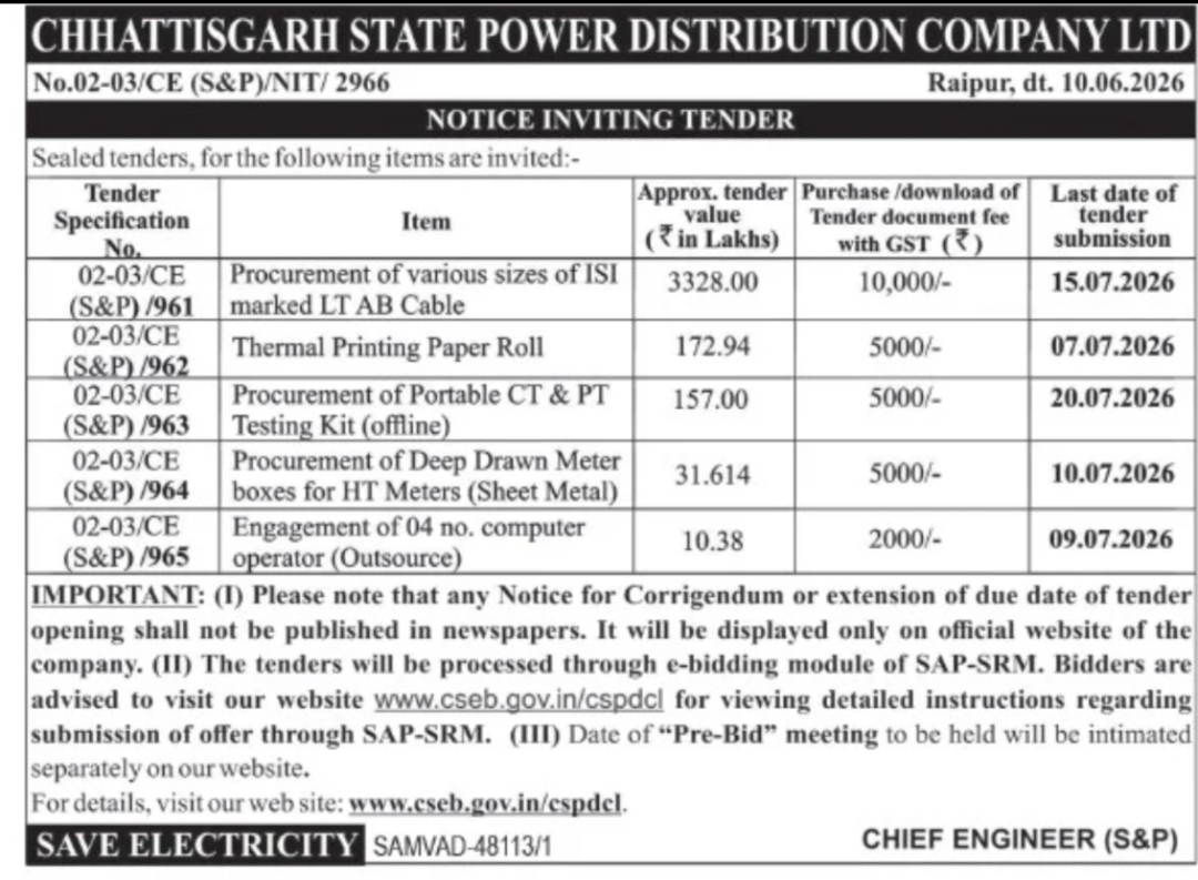 Chhattisgarh State Power Distribution Company Ltd (CSPDCL), Raipur
