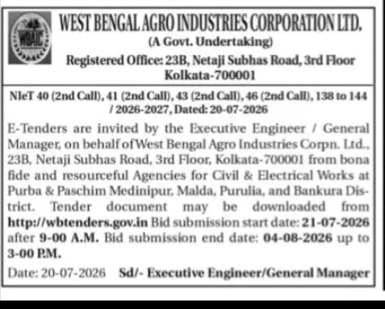 Civil and Electrical Works Tender Across Multiple Districts