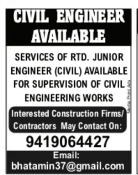 Civil Engineer Available