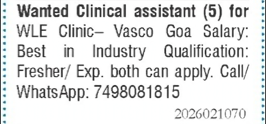 Clinical Assistants Required