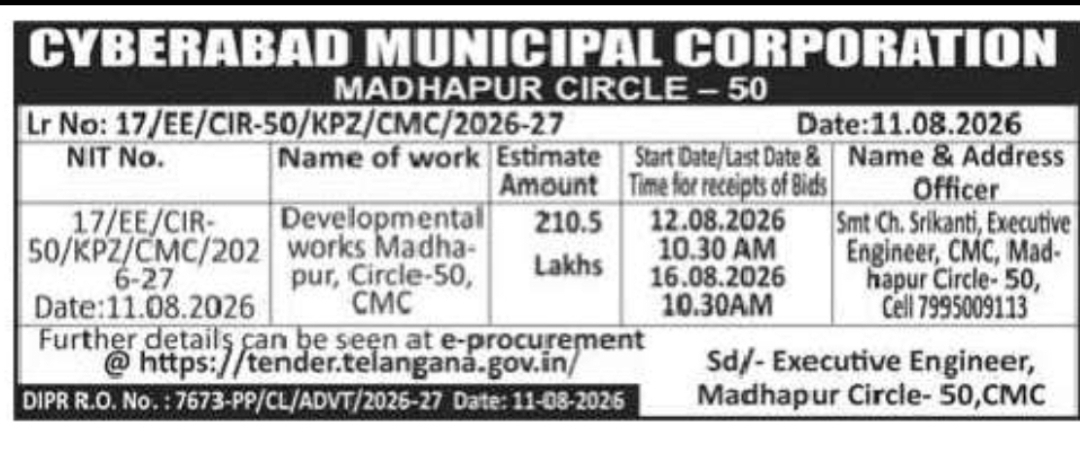 CMC Madhapur Circle-50 – Developmental Works