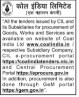 Coal India Invites Tenders for Goods, Works and Services