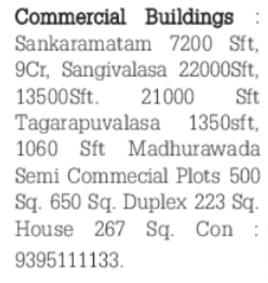 Commercial Buildings & Plots – Multiple Locations (Vizag & Surroundings)