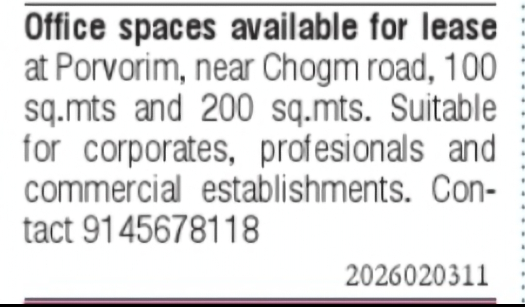Commercial Office Spaces for Lease- Porvorim