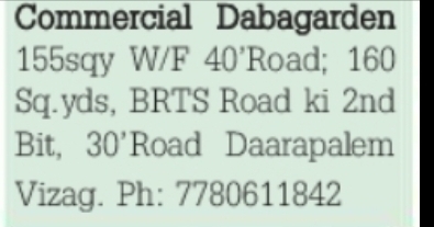 Commercial Plot – Dabagardens / BRTS Road / Darapalem (Vizag)