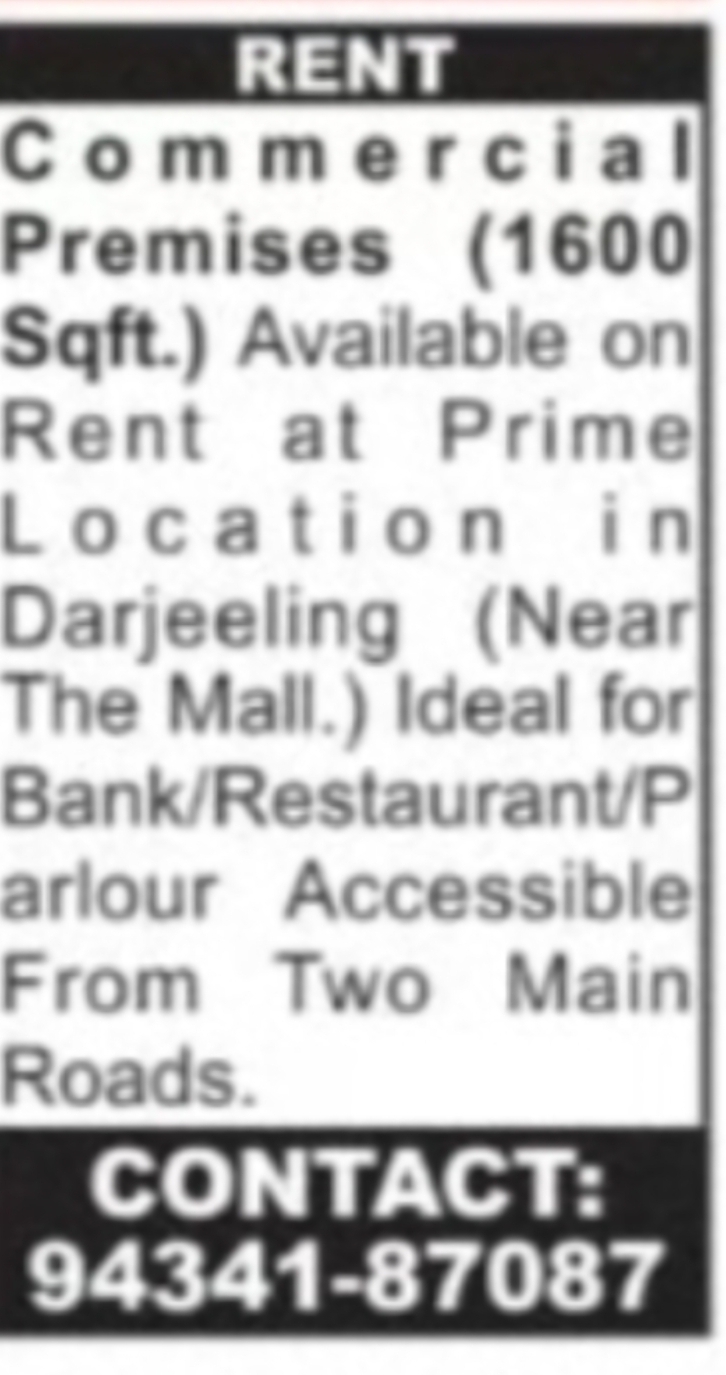 Commercial Premises for Rent – Darjeeling