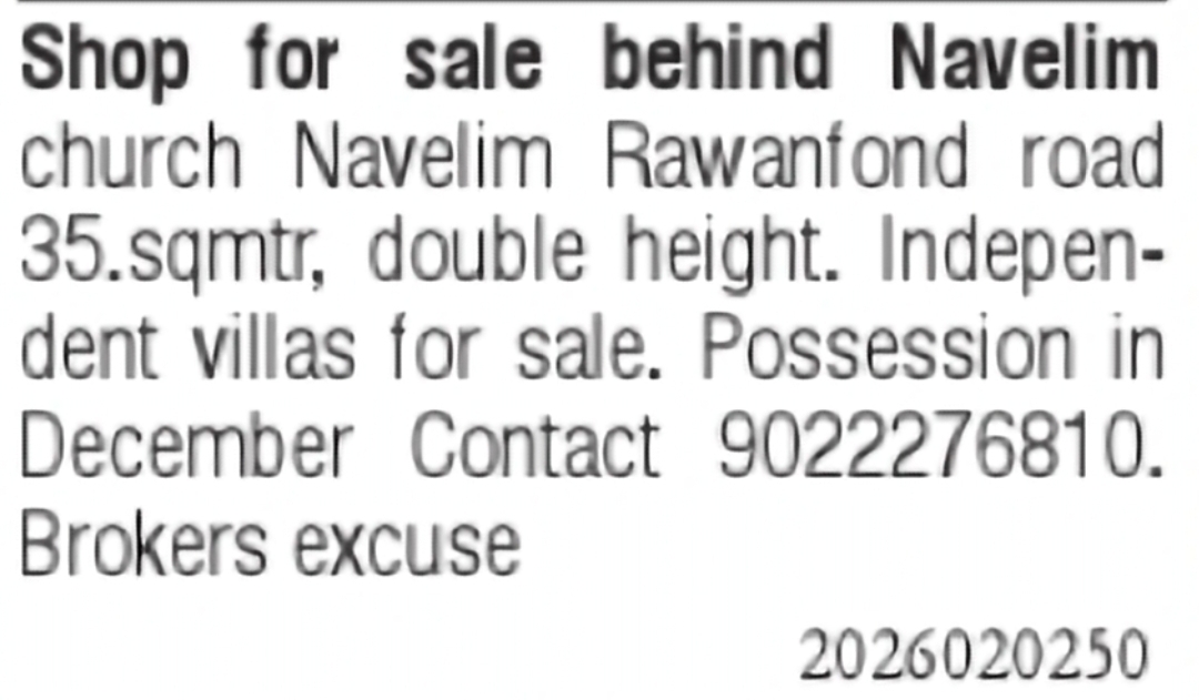 Commercial Shop for Sale in Navelim