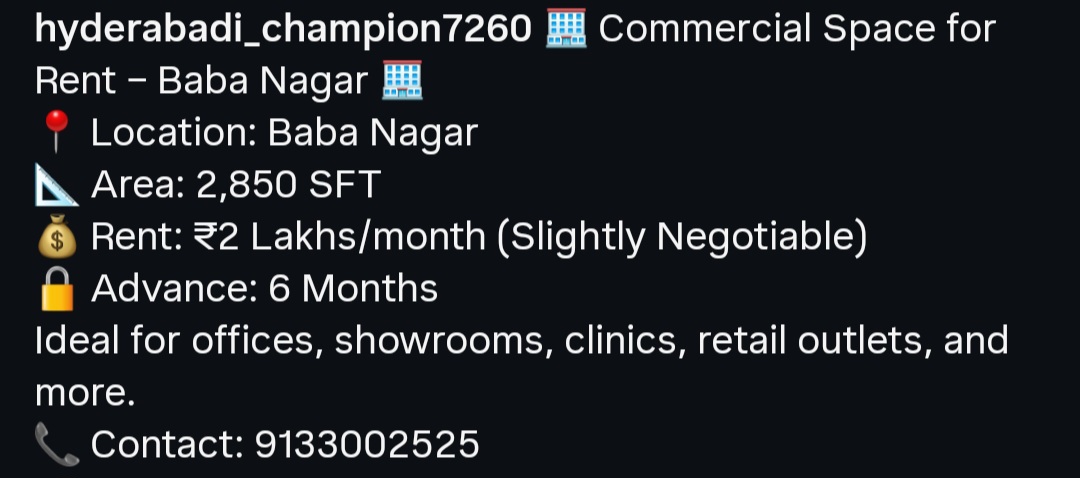 Commercial Space for Rent – Baba Nagar