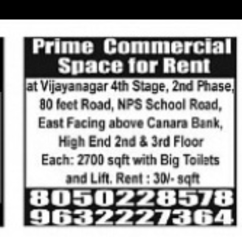 Commercial Space for Rent – Vijayanagar 4th Stage, Mysuru