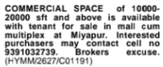 🏢 Commercial Space for Sale – Miyapur