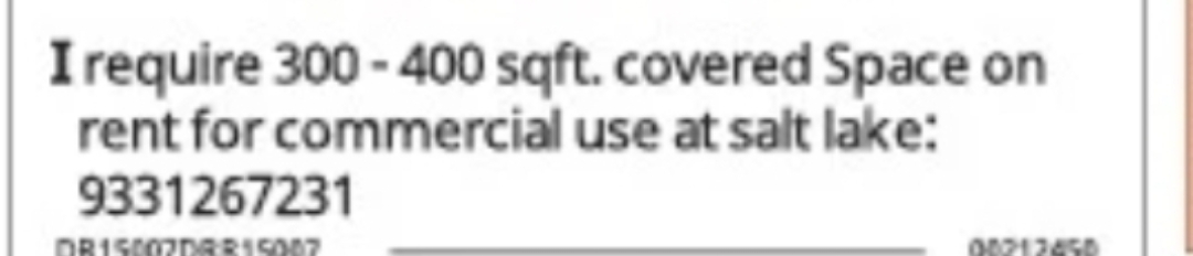 Commercial Space Required on Rent – Salt Lake