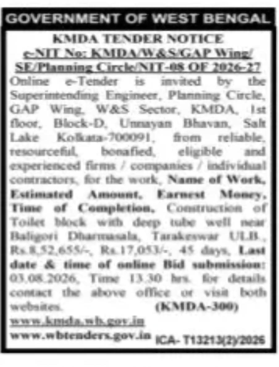 Construction of Toilet Block Tender – KMDA