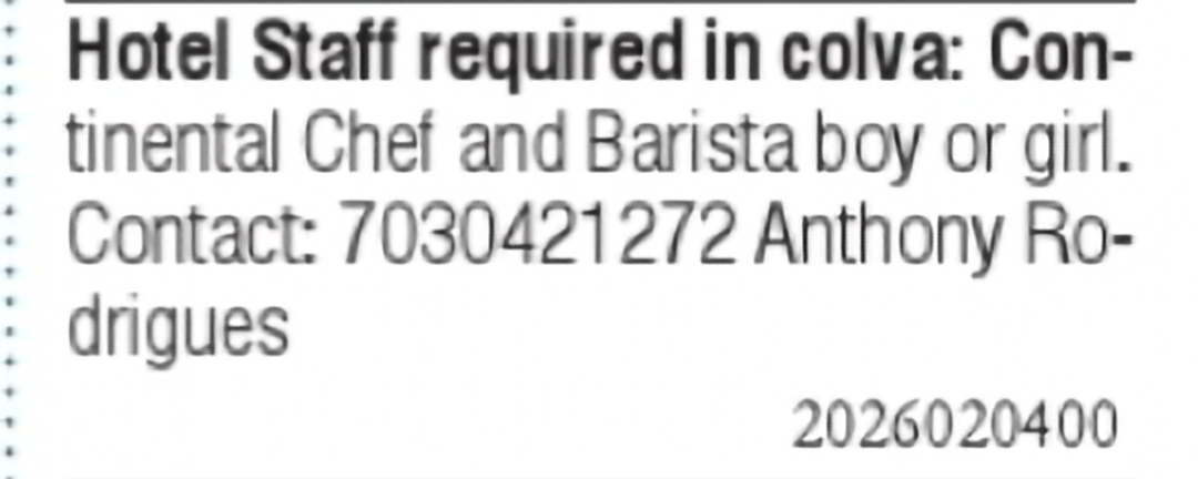 Continental Chef & Barista Required