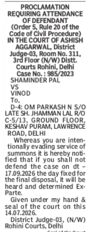 Court Summons Publication – Proclamation Requiring Attendance of Defendant