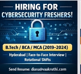 🔐 Cybersecurity Freshers Hiring