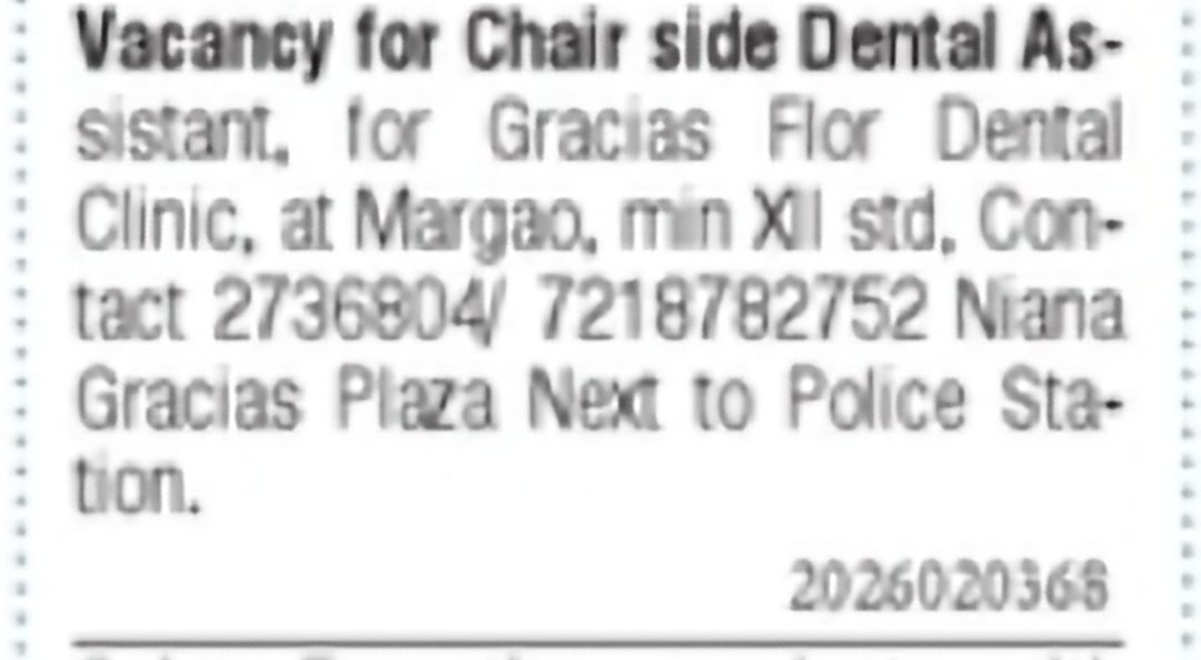Dental Assistant Vacancy – Margao