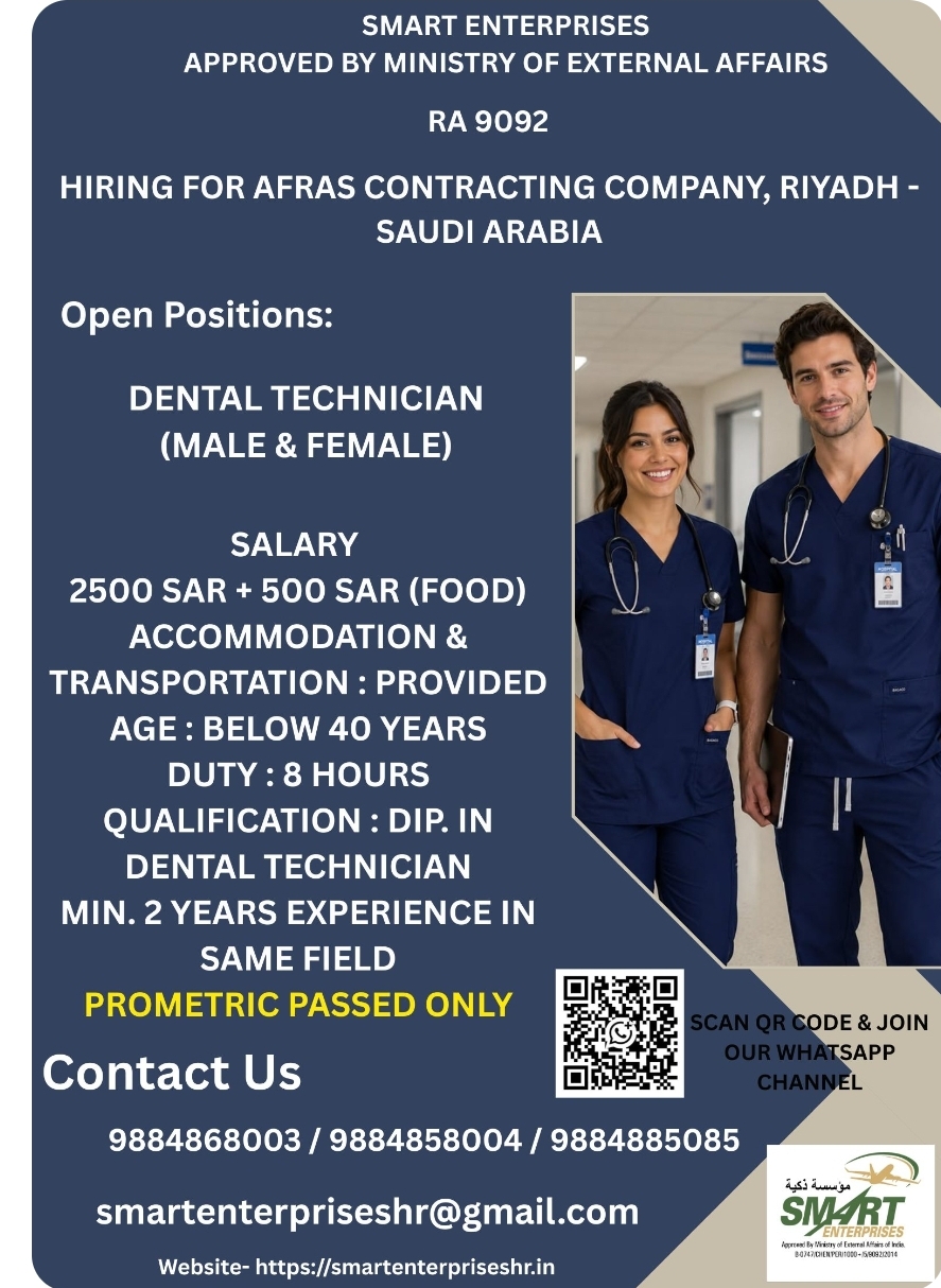 DENTAL TECHNICIAN (MALE & FEMALE)