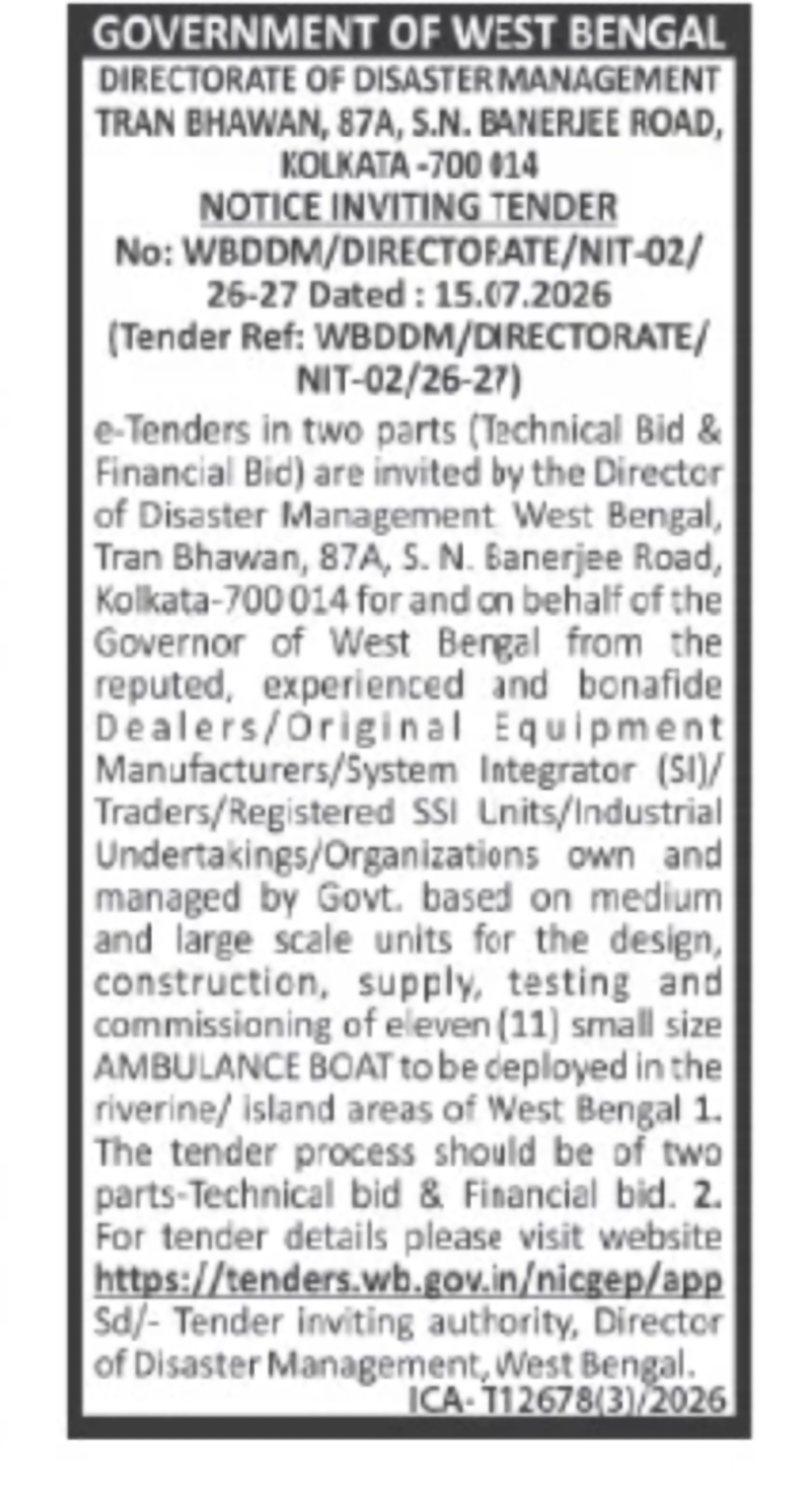 Design, Construction & Supply of 11 Ambulance Boats
