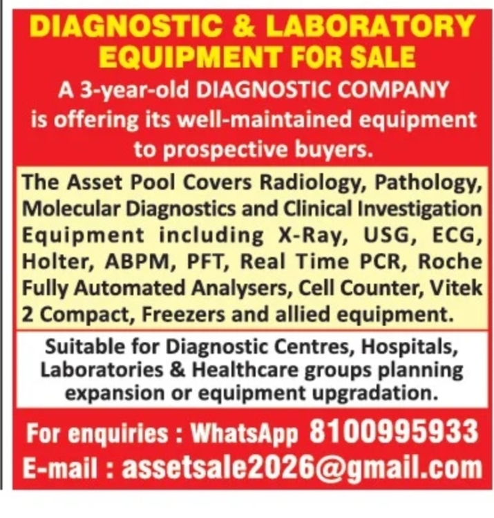 DIAGNOSTIC & LABORATORY EQUIPMENT FOR SALE