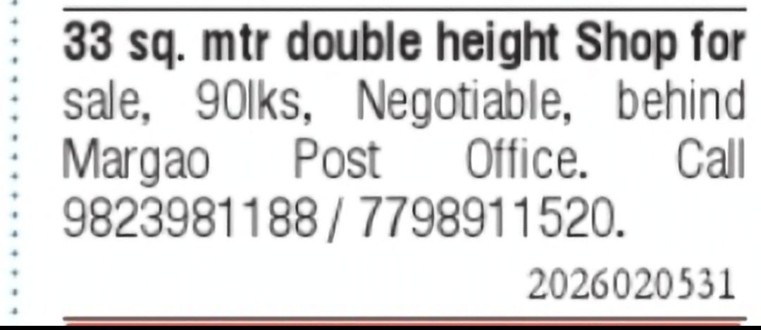 Double Height Shop for Sale in Margao
