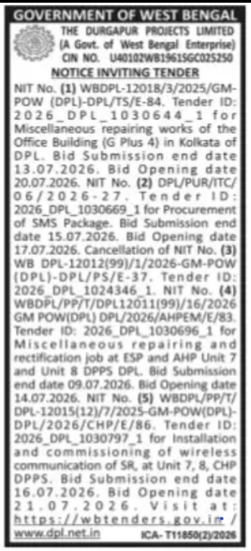 DPL e-Tender Notice – Multiple Works & Procurement Opportunities