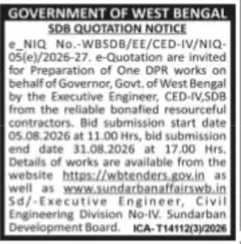DPR Preparation Quotation – Sundarban Development Board