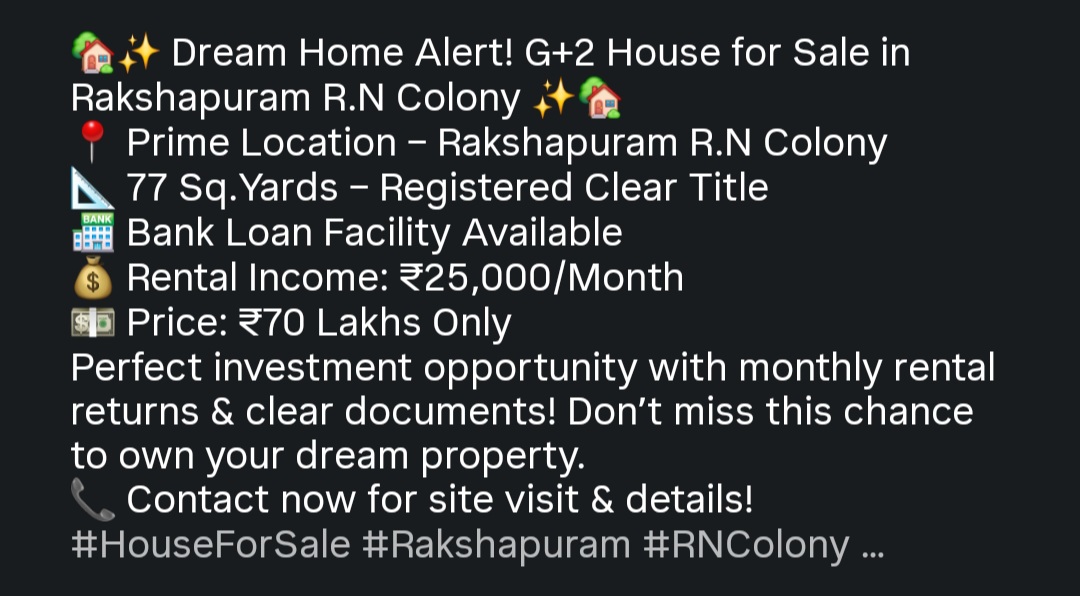 🏠 Dream Home Alert – G+2 House for Sale!