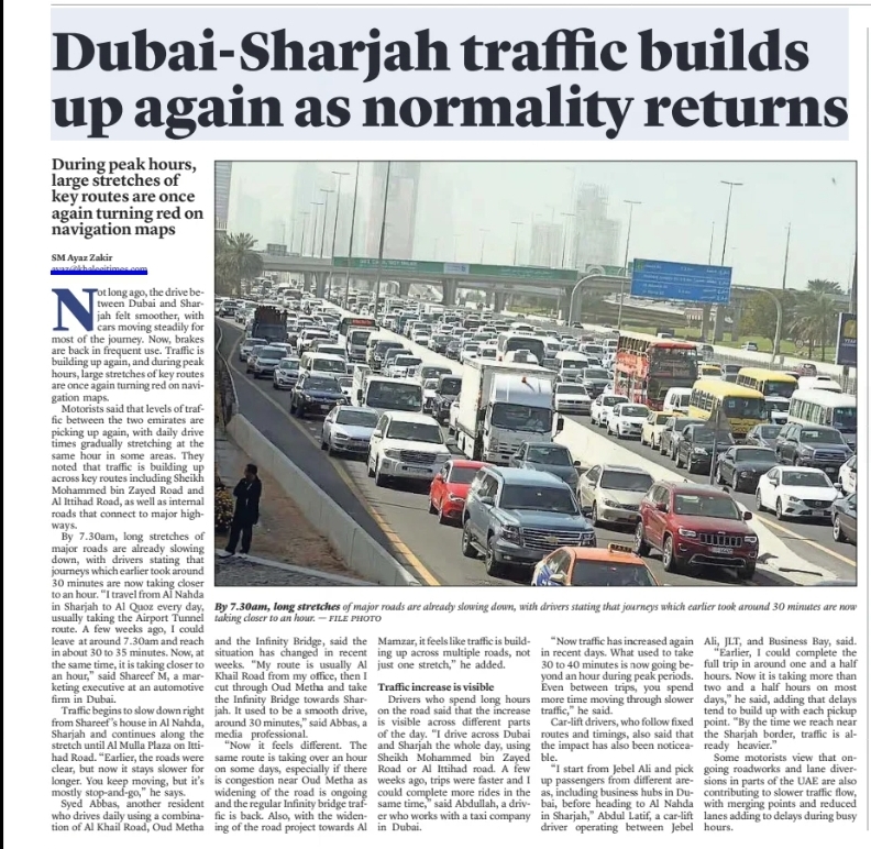 Dubai–Sharjah Traffic Worsens Again 🚗