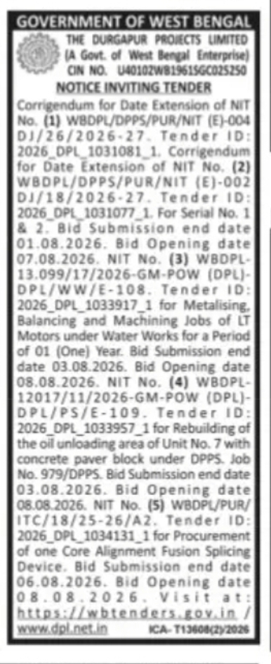 Durgapur Projects Limited Tender Notice