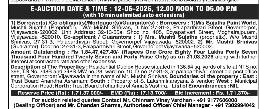 E-Auction Notice – Property Sale