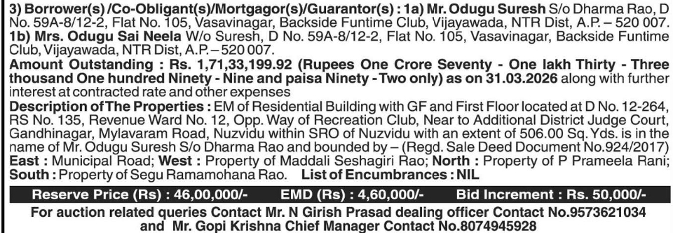 E-Auction Property – Nuzvidu (Vijayawada Region)