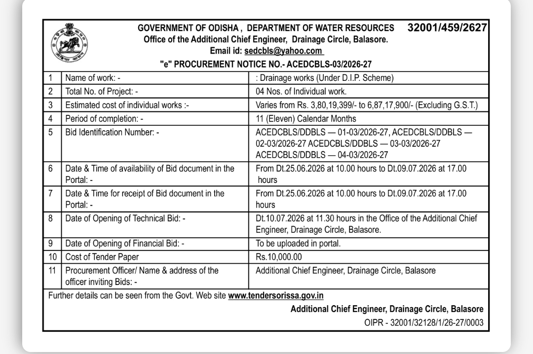 E-Procurement Notice – Drainage Works (D.I.P. Scheme)