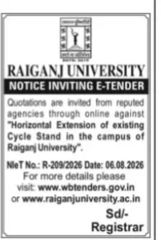 E-Tender for Horizontal Extension of Cycle Stand