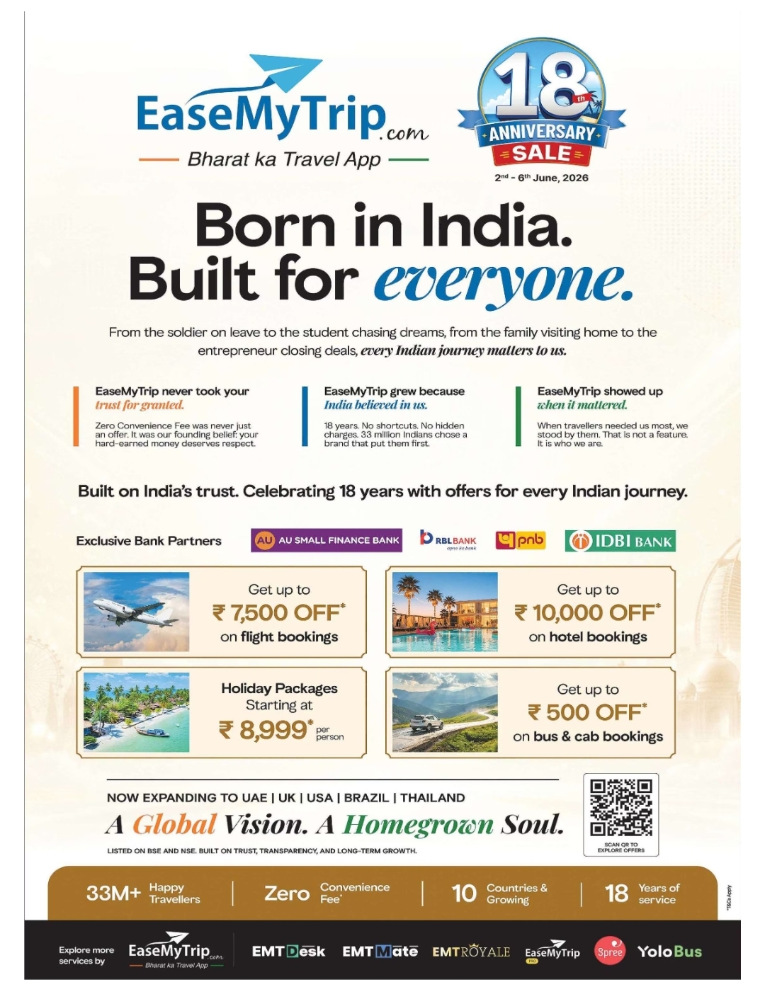 EaseMyTrip 18th Anniversary Sale (2nd–6th June, 2026)