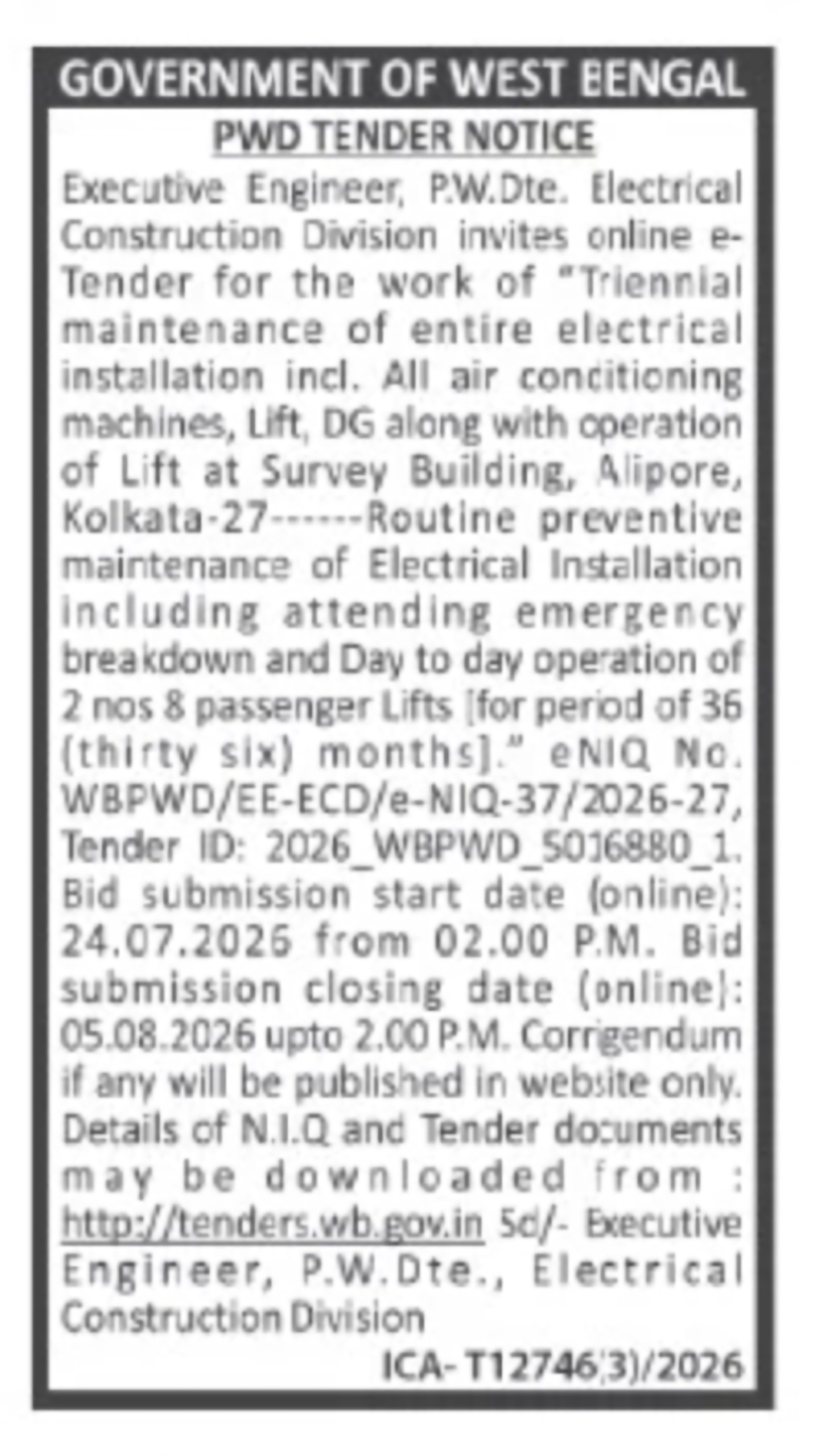 Electrical, AC, Lift & DG Maintenance at Survey Building