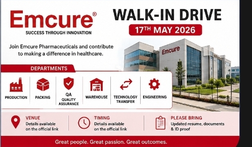 Emcure Pharmaceuticals – Walk-In Drive | 17th May 2026