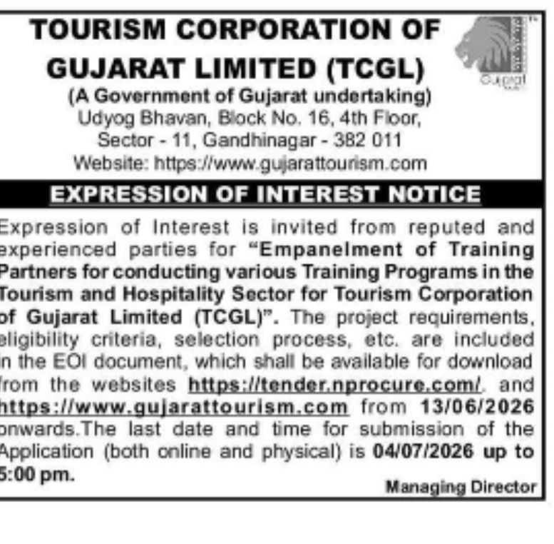 Empanelment of Training Partners for Tourism and Hospitality Sector