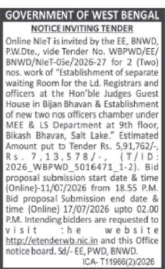 Establishment Works at Bijan Bhavan and Bikash Bhavan, Salt Lake